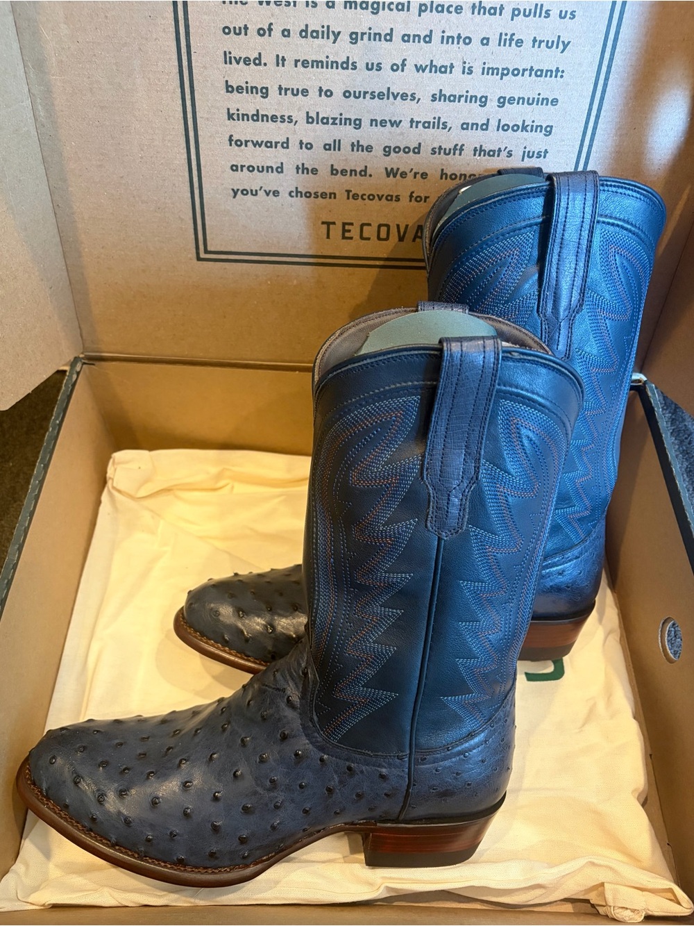 LIMITED RELEASE Tecovas Wyatt Arctic Blue Handmade Cowboy Boots - Picture 6 of 8